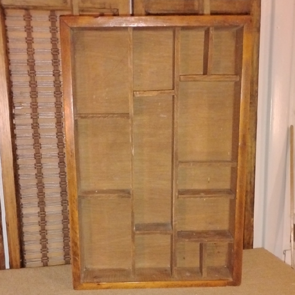 Vintage Wood Multi-Compartment Shadow Box Minis Smalls Farmhouse Decor